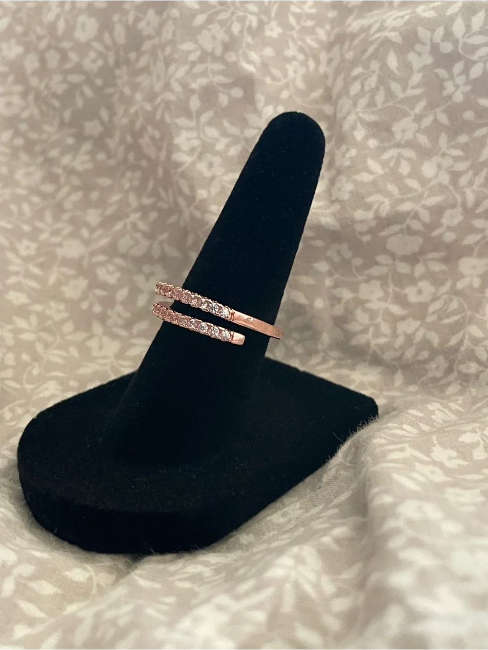 Rose Gold Double Band Crystal Ring - Women Jewelry - New
